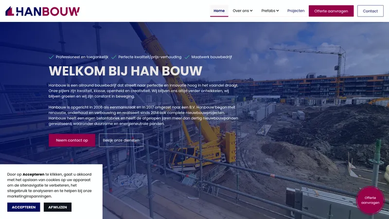 Website van Hanbouw bv.