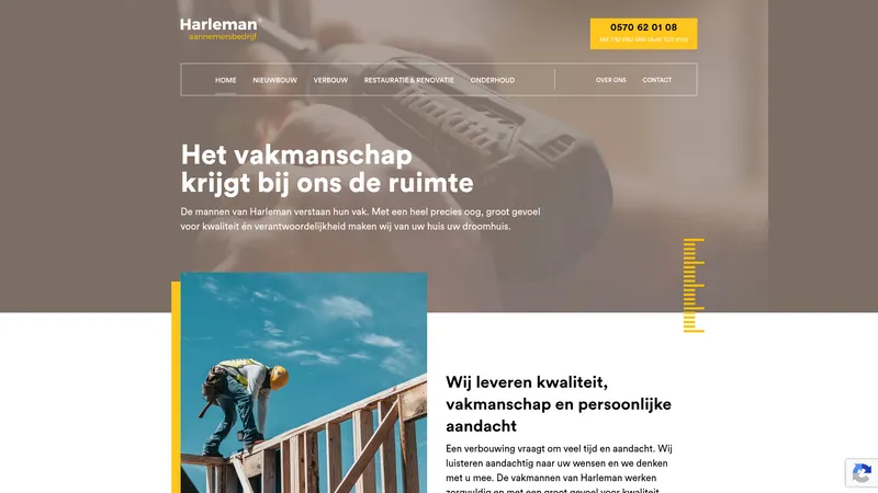 Website van Harleman Aannemersbedrijf BV