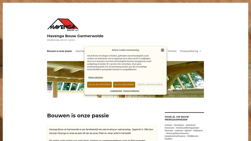 Website van Havenga Bouw VOF