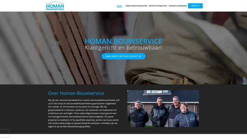 Website van Homan Bouwservice