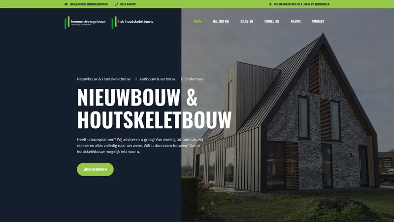 Website van Homme Siebenga Bouw