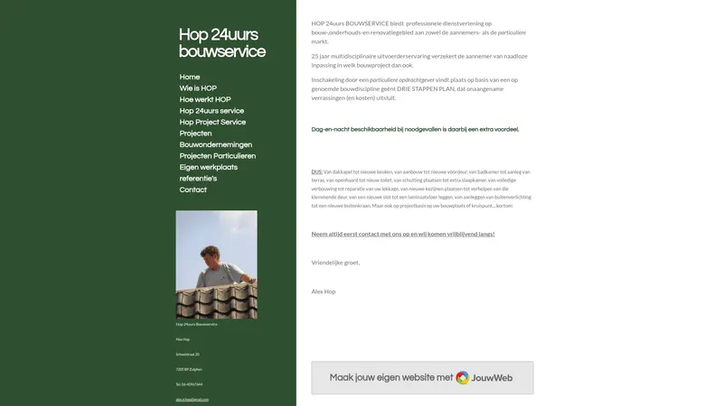 Website van Hop 24- uur Bouwservice