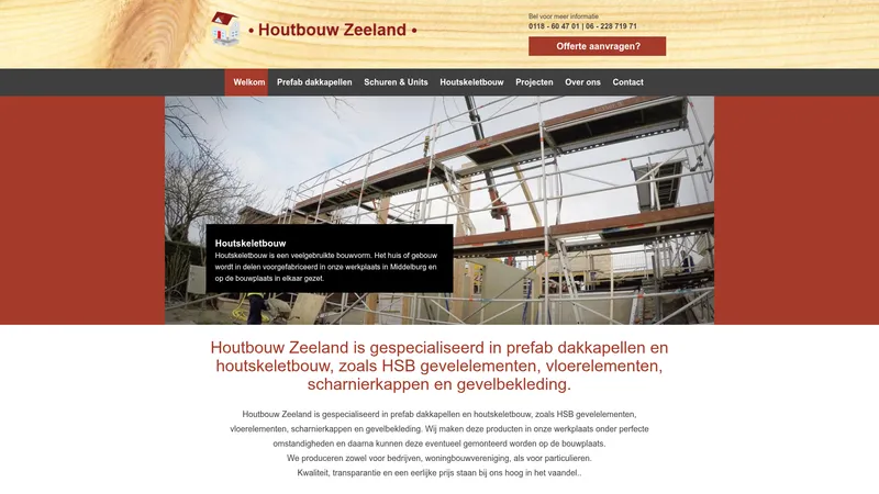 Website van Houtbouw Zeeland V.O.F.