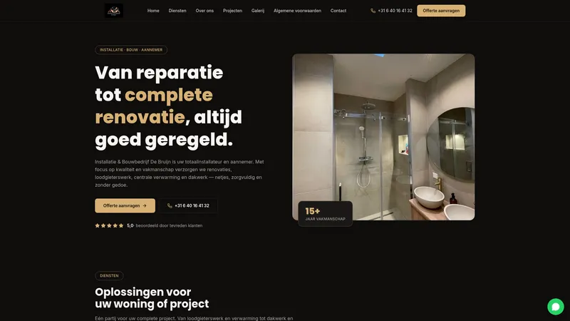 Website van Installatie & Bouwbedrijf de Bruijn