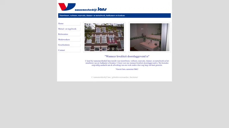 Website van Jans Aannemersbedrijf