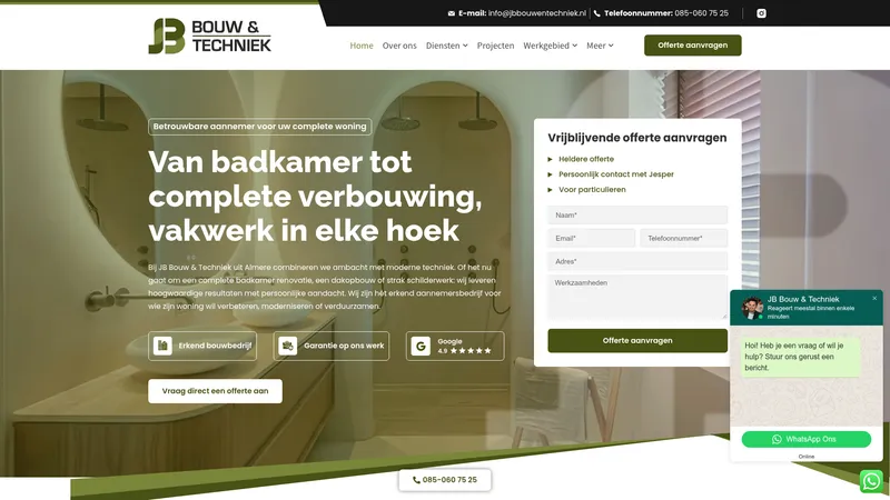 Website van JB Bouw & Techniek B.V.