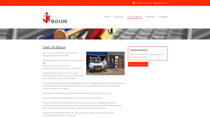 Website van JK Bouw