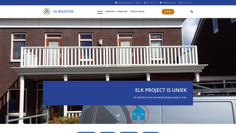 Website van JVL BOUW EDE
