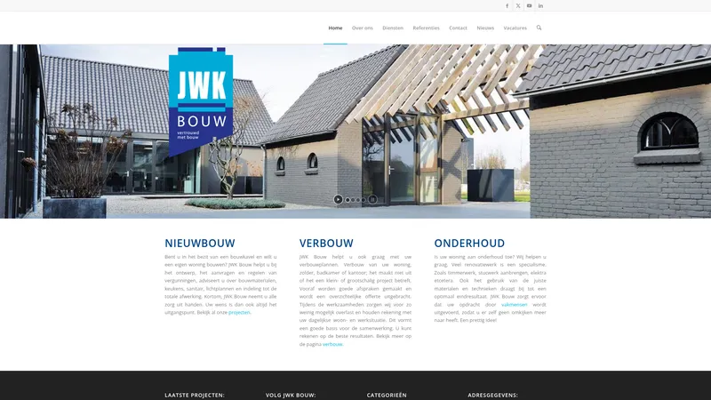 Website van JWK Bouw