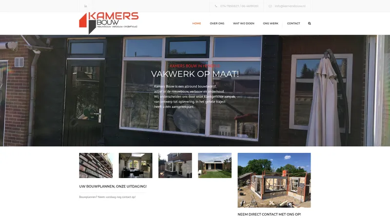 Website van Kamers Bouw
