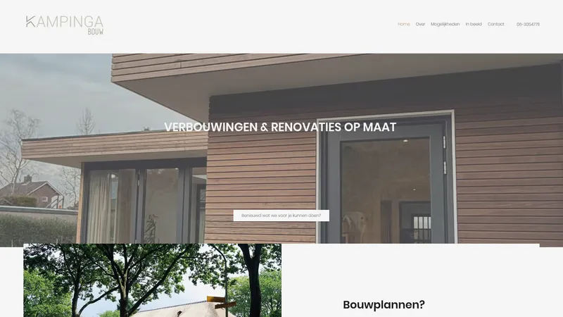 Website van Kampinga Bouw