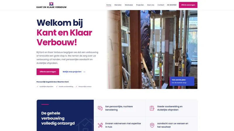 Website van Kant en Klaar Verbouw