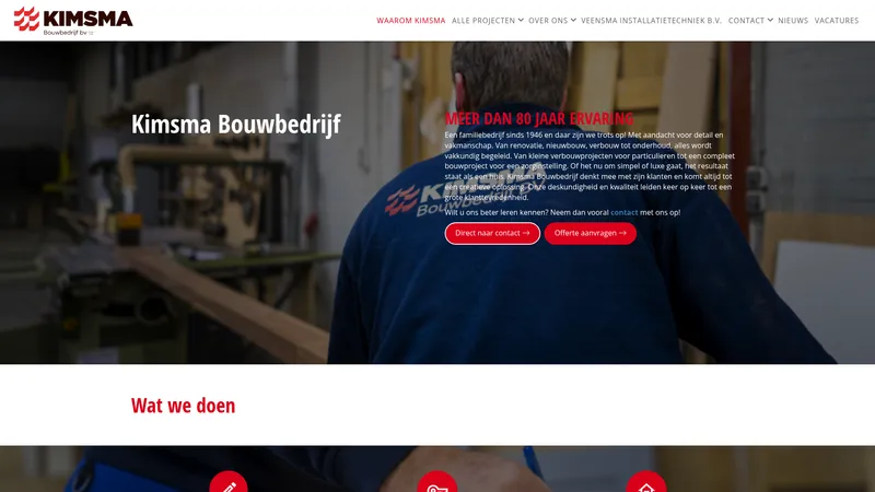 Website van Kimsma Bouwbedrijf bv