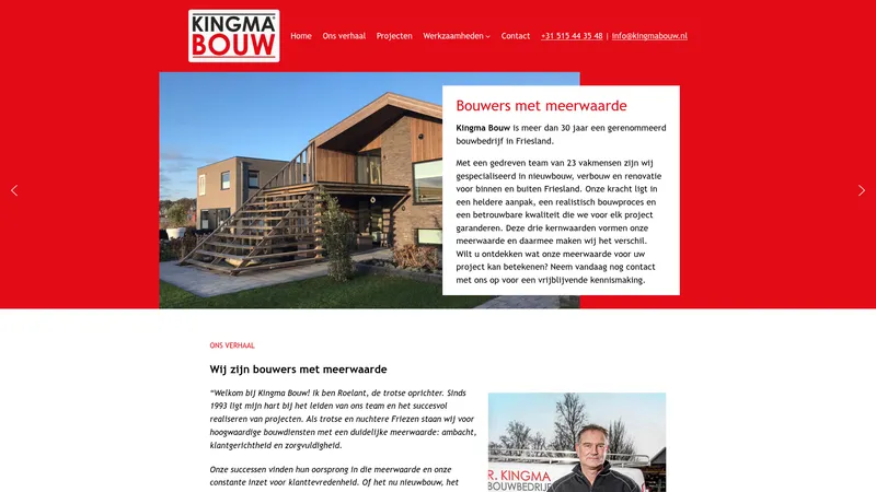 Website van Kingma Bouw