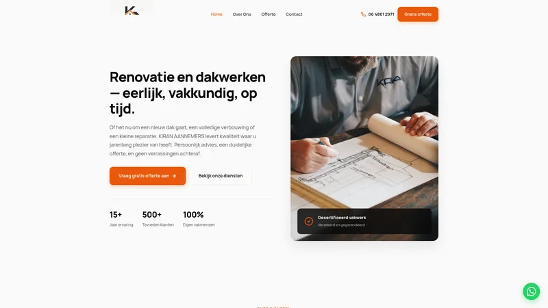 Website van Kiran Aannemers B.V.