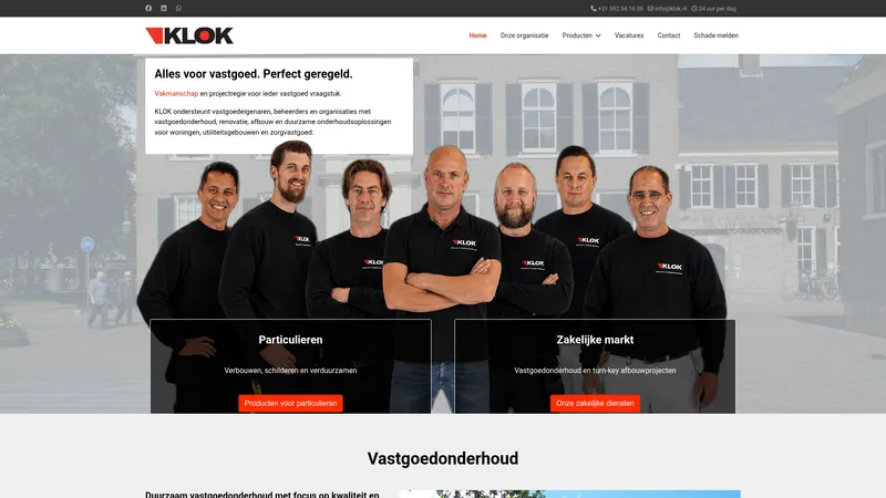 Website van Klok Onderhoud- en Afbouwgroep BV