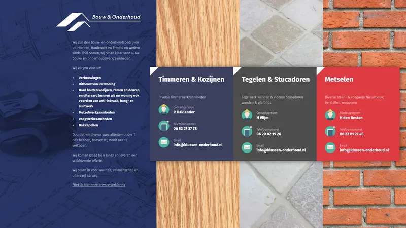 Website van Klussen- en Onderhoudsbedrijf H. Haklander
