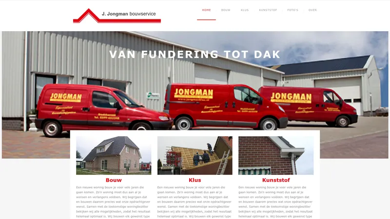 Website van Klussenbedrijf Jongman