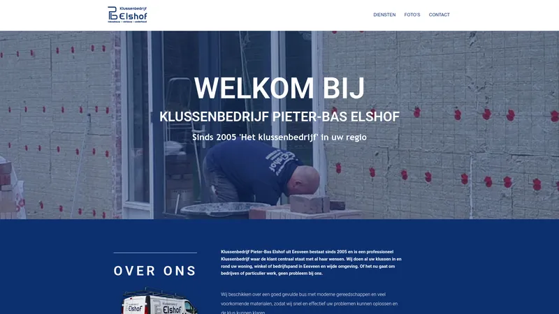 Website van Klussenbedrijf Pieter-Bas Elshof