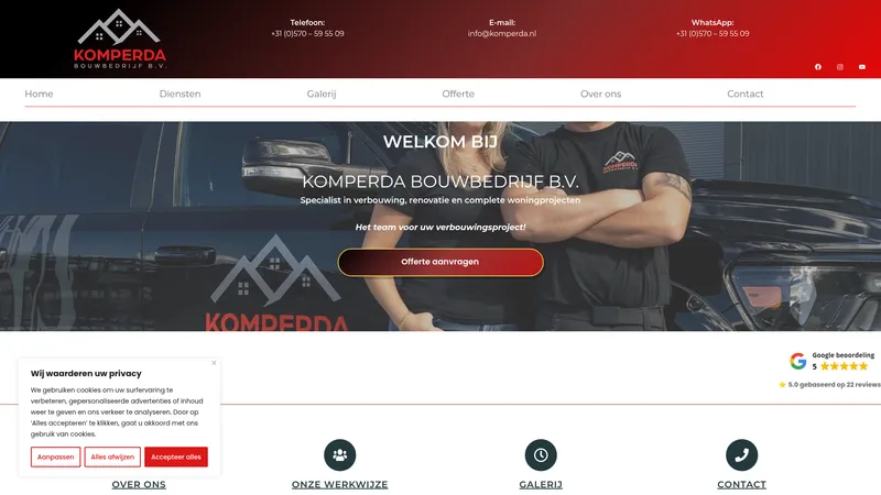 Website van Komperda Bouwbedrijf B.V.