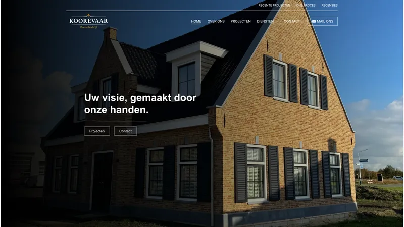 Website van Koorevaar Bouwbedrijf