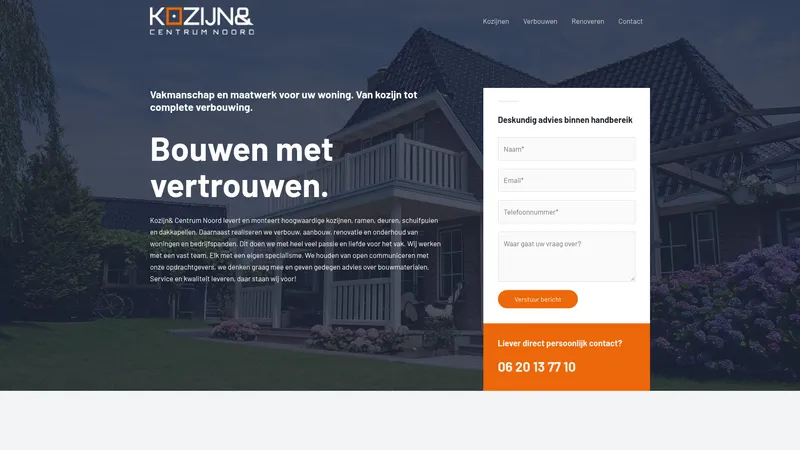 Website van Kozijnen Centrum Noord