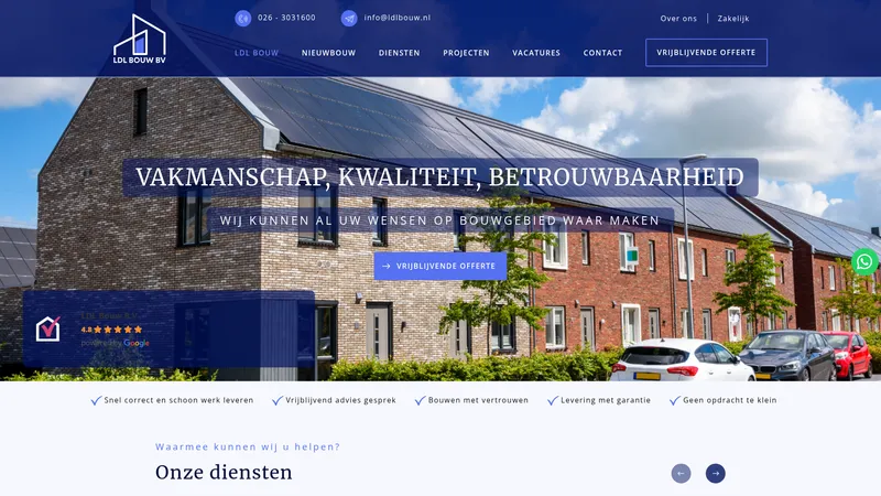 Website van LDL Bouw B.V.