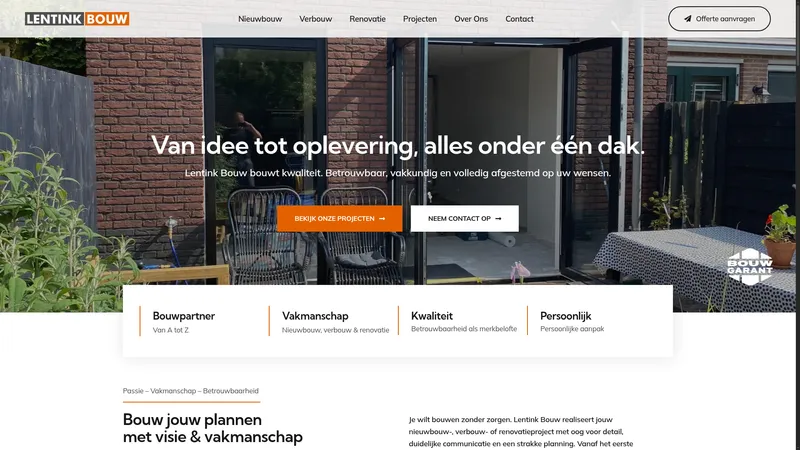 Website van Lentink Bouw b.v.