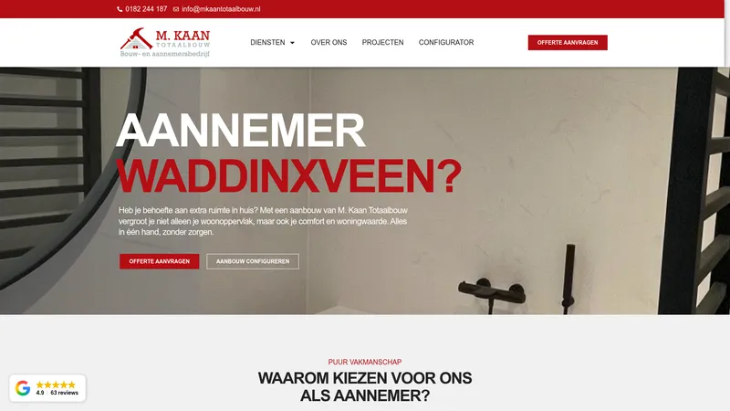 Website van M KAAN Totaalbouw B.V.