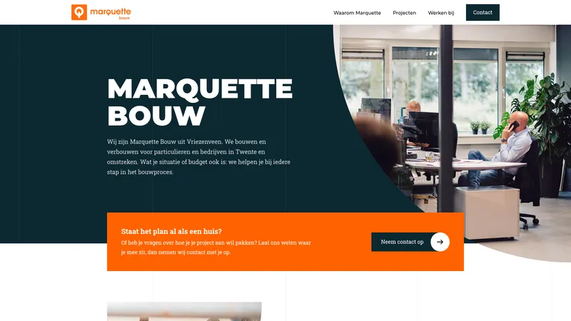 Website van Marquette Bouw