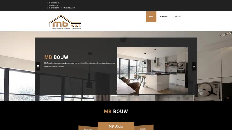 Website van MB Bouw