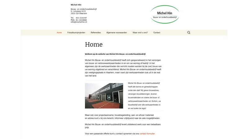 Website van Michel Hin Bouw-en onderhoudsbedrijf