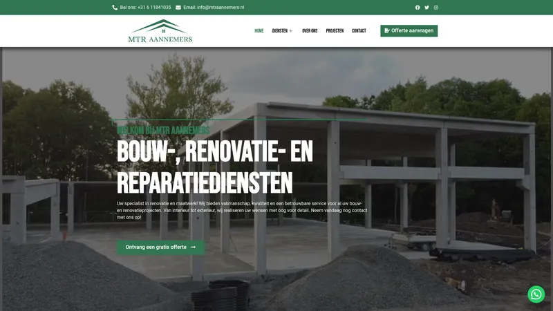 Website van Mtr aannemers