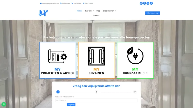 Website van MY projecten en advies B.V.