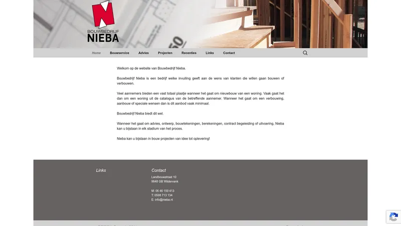Website van NIEBA bouwservice & advies