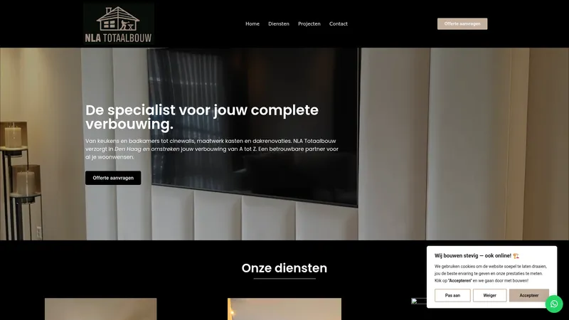 Website van NLA Totaalbouw