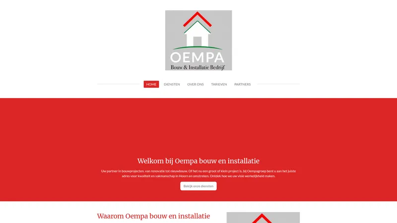 Website van Oempa bouw en installatie bedrijf