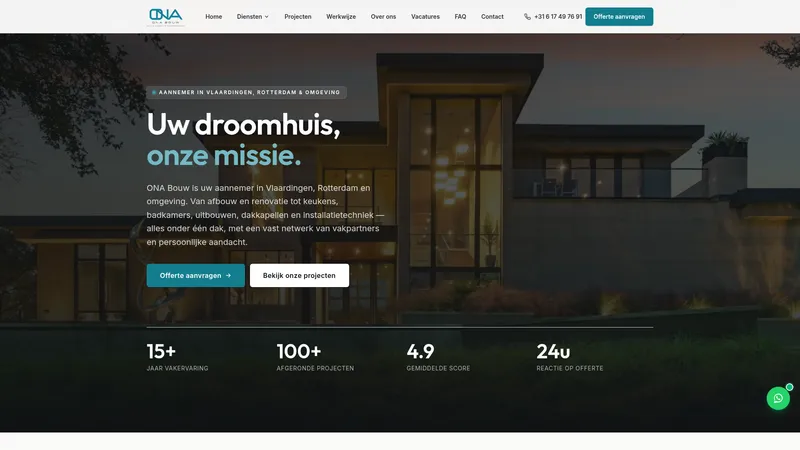Website van ONA Bouw B.V.