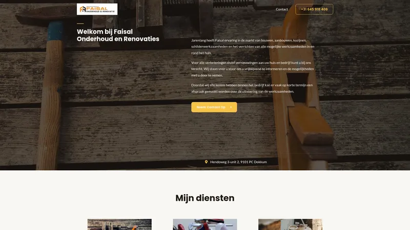 Website van Onderhoudsbedrijf Faisal