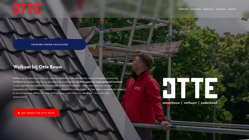 Website van Otte Bouw B.V.