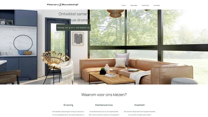 Website van Pascaru Bouwbedrijf