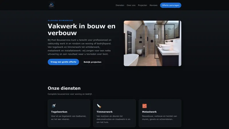 Website van Post Bouwservice