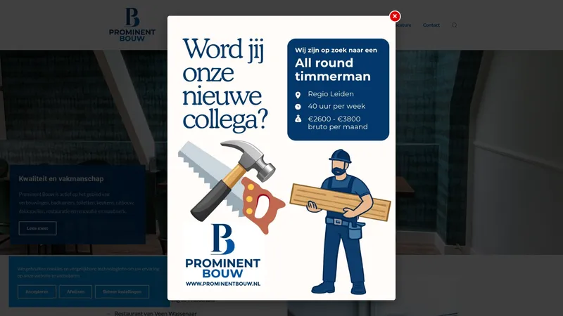 Website van Prominent Bouw B.V.