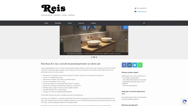 Website van Reis Bouw BV