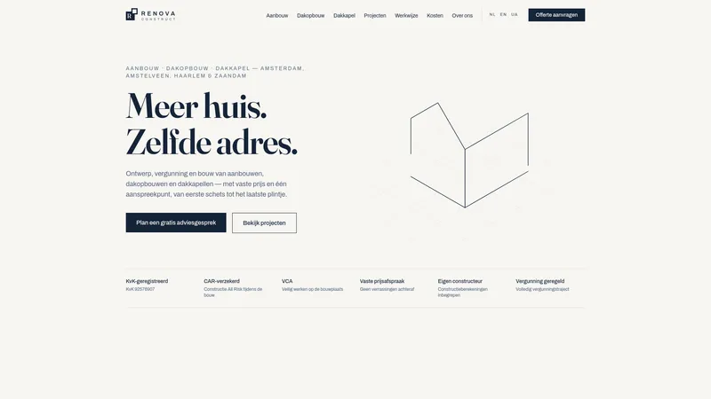 Website van Renova Construct | Aannemer renovatie in Amsterdam