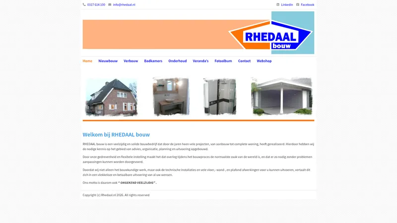Website van Rhedaal Bouw