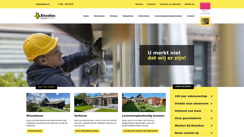 Website van Riezebos Bouwbedrijf
