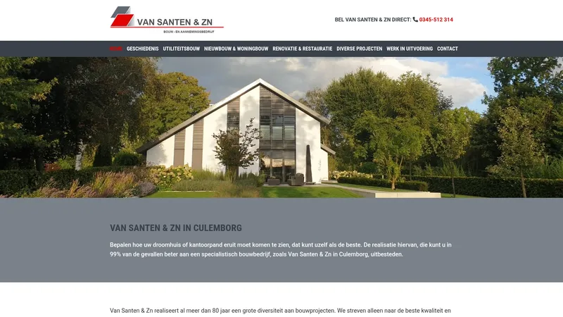 Website van Santen & Zn BV Aannemers- en Bouwbedrijf Van