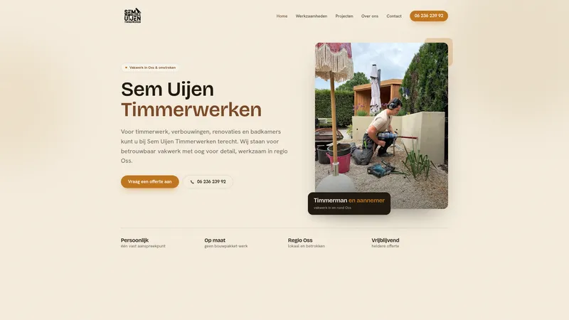 Website van Sem Uijen Timmerwerken