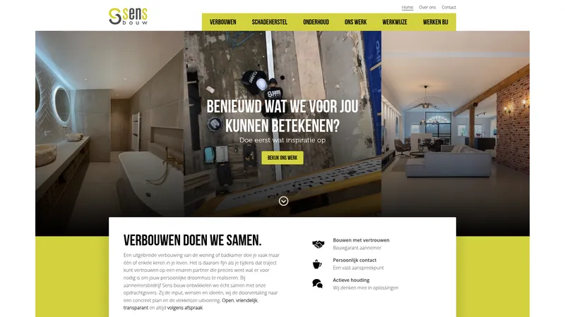 Website van Sens Bouw B.V